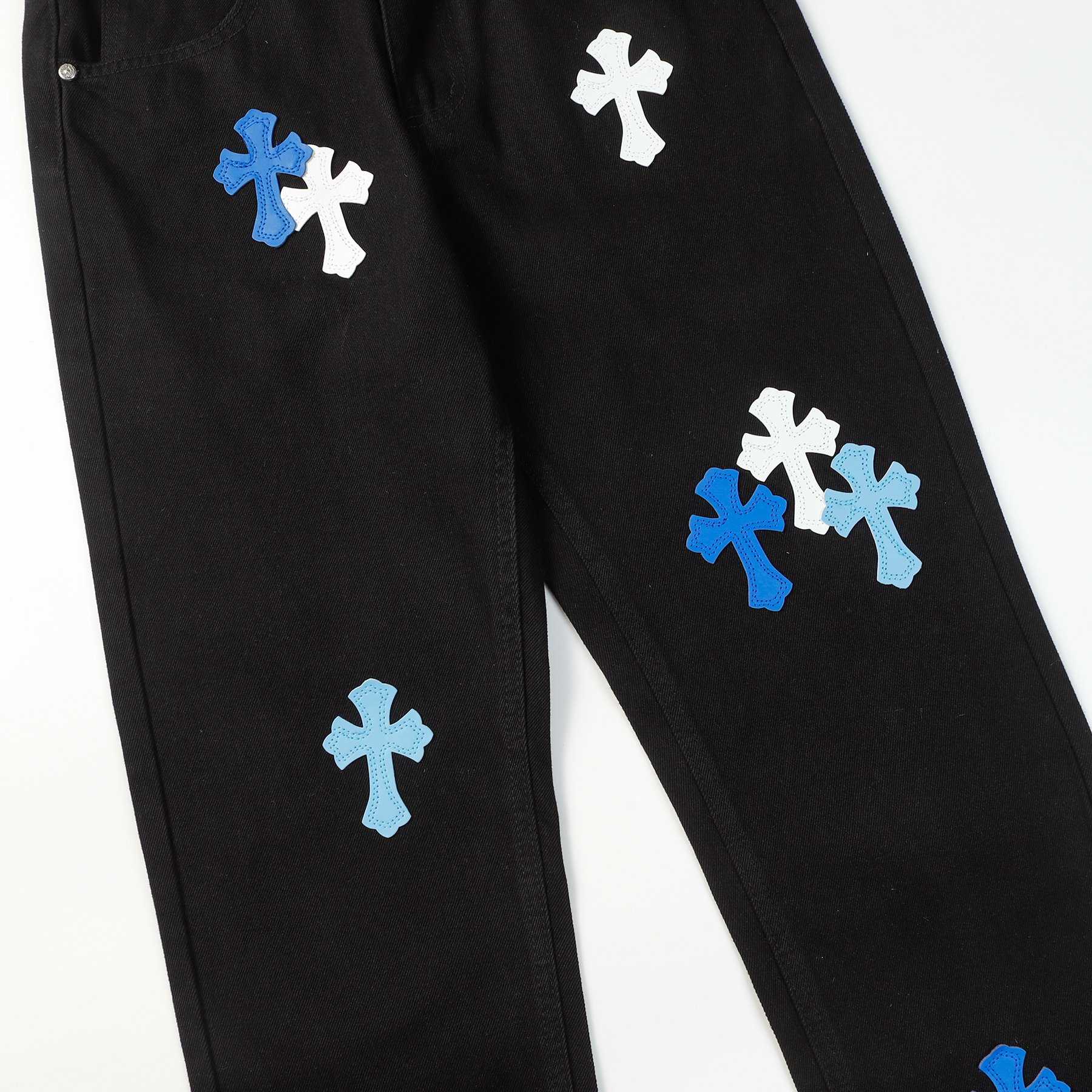 Chrome Heart Cross Patch Jeans - DopestKickz