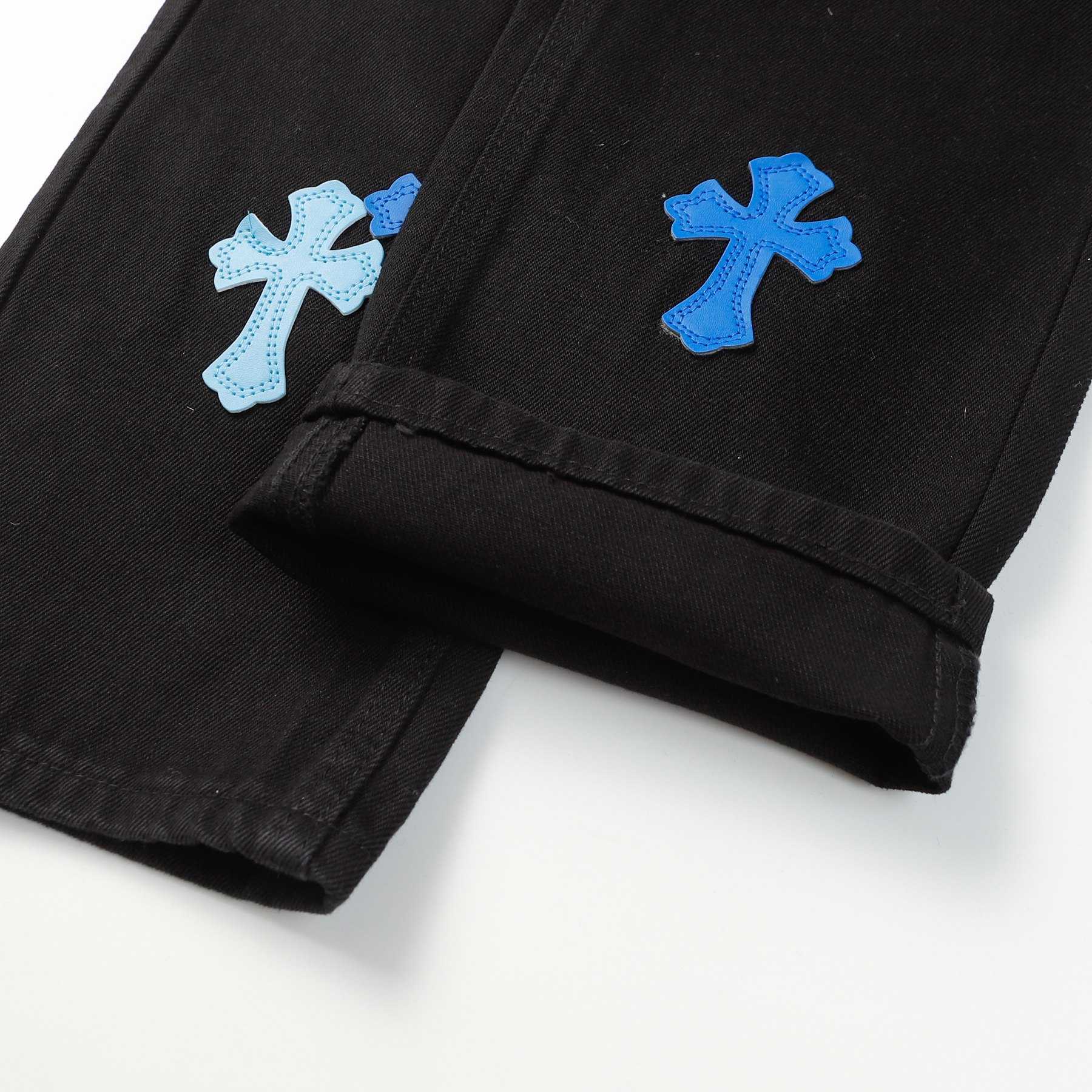 Chrome Heart Cross Patch Jeans - DopestKickz