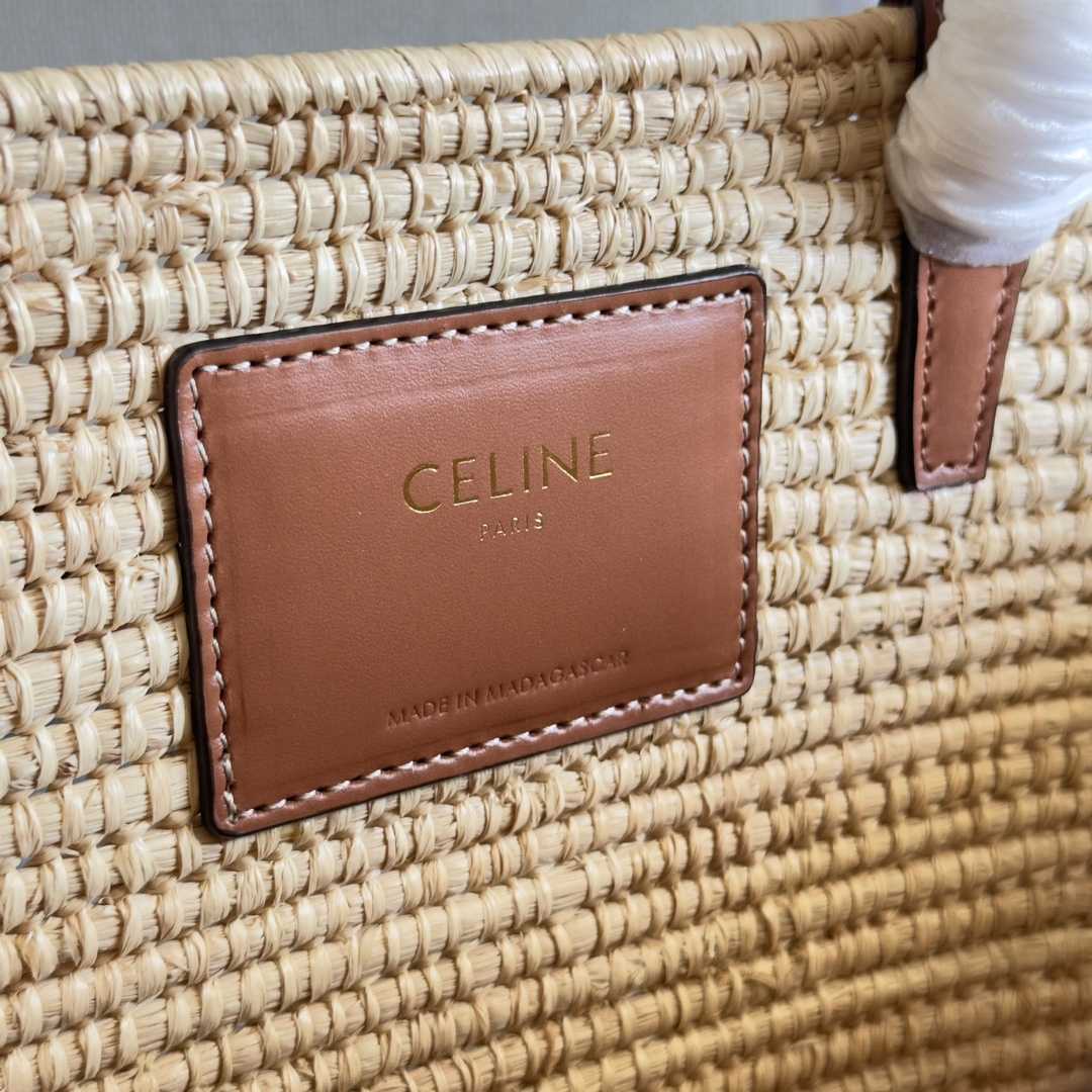 Celine Classic Panier Small Braided Triomphe In Raffia And Calfskin - DopestKickz