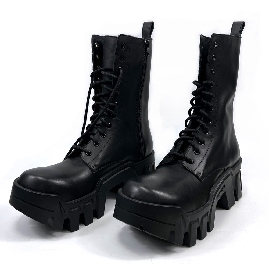 Balenciaga Bulldozer Lace-Up Boot In Black - DopestKickz