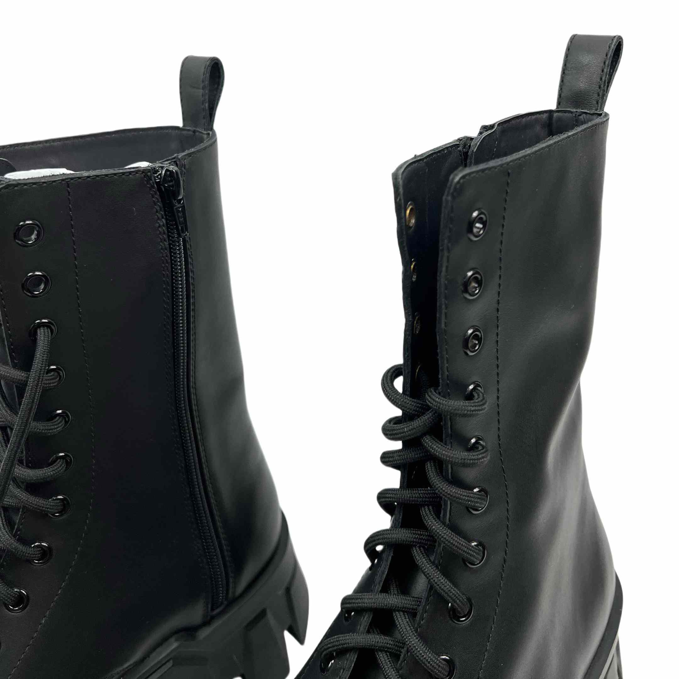 Balenciaga Bulldozer Lace-Up Boot In Black - DopestKickz
