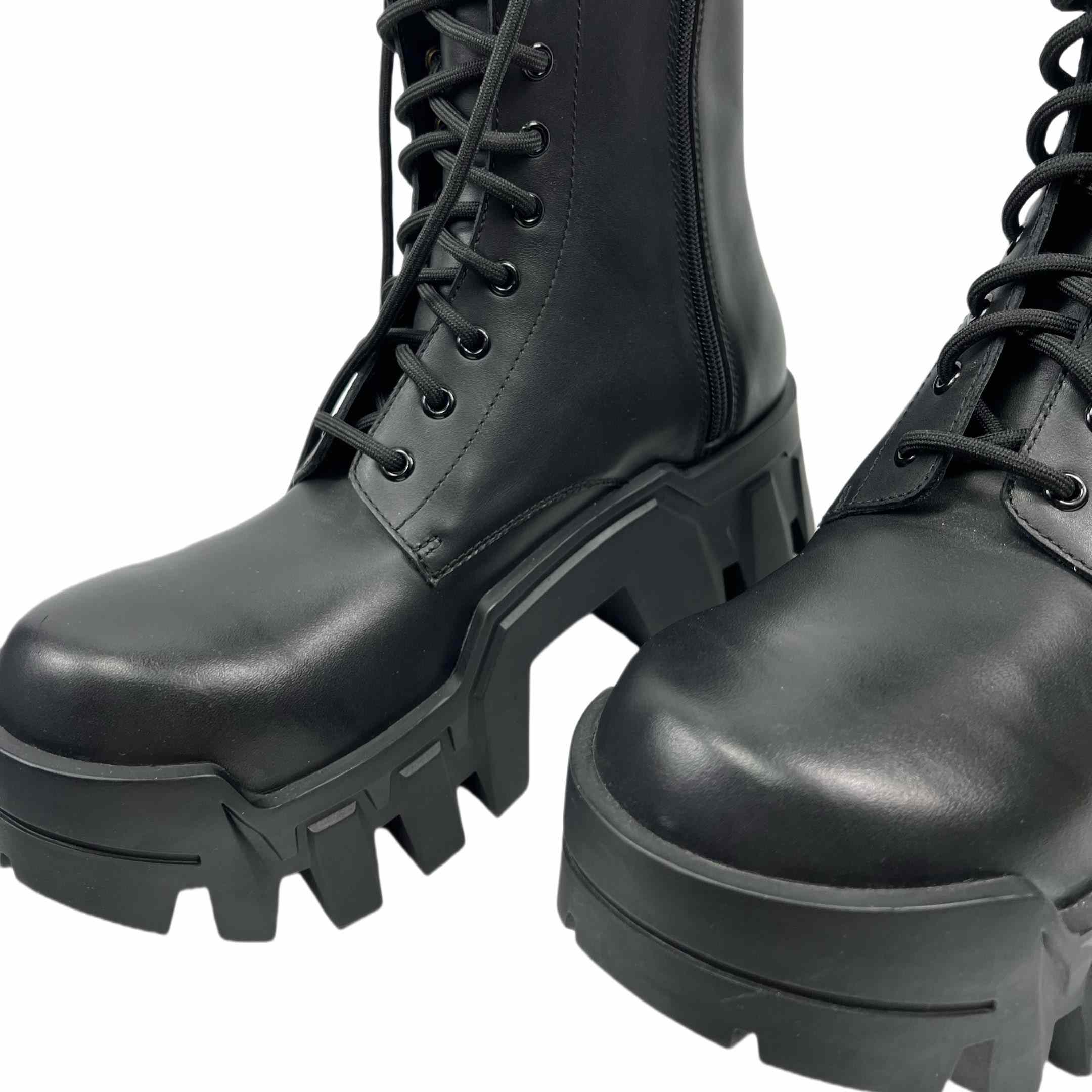 Balenciaga Bulldozer Lace-Up Boot In Black - DopestKickz