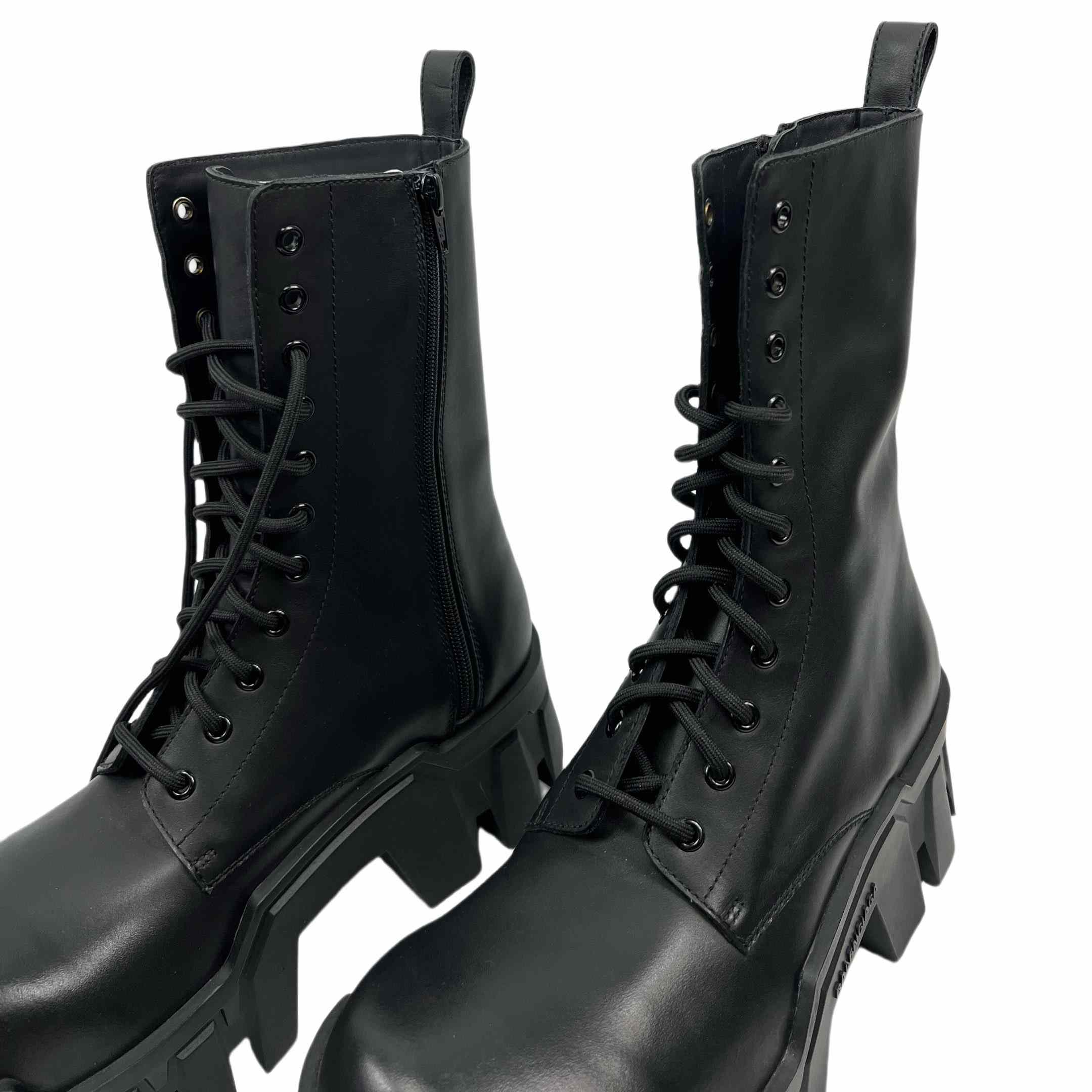 Balenciaga Bulldozer Lace-Up Boot In Black - DopestKickz