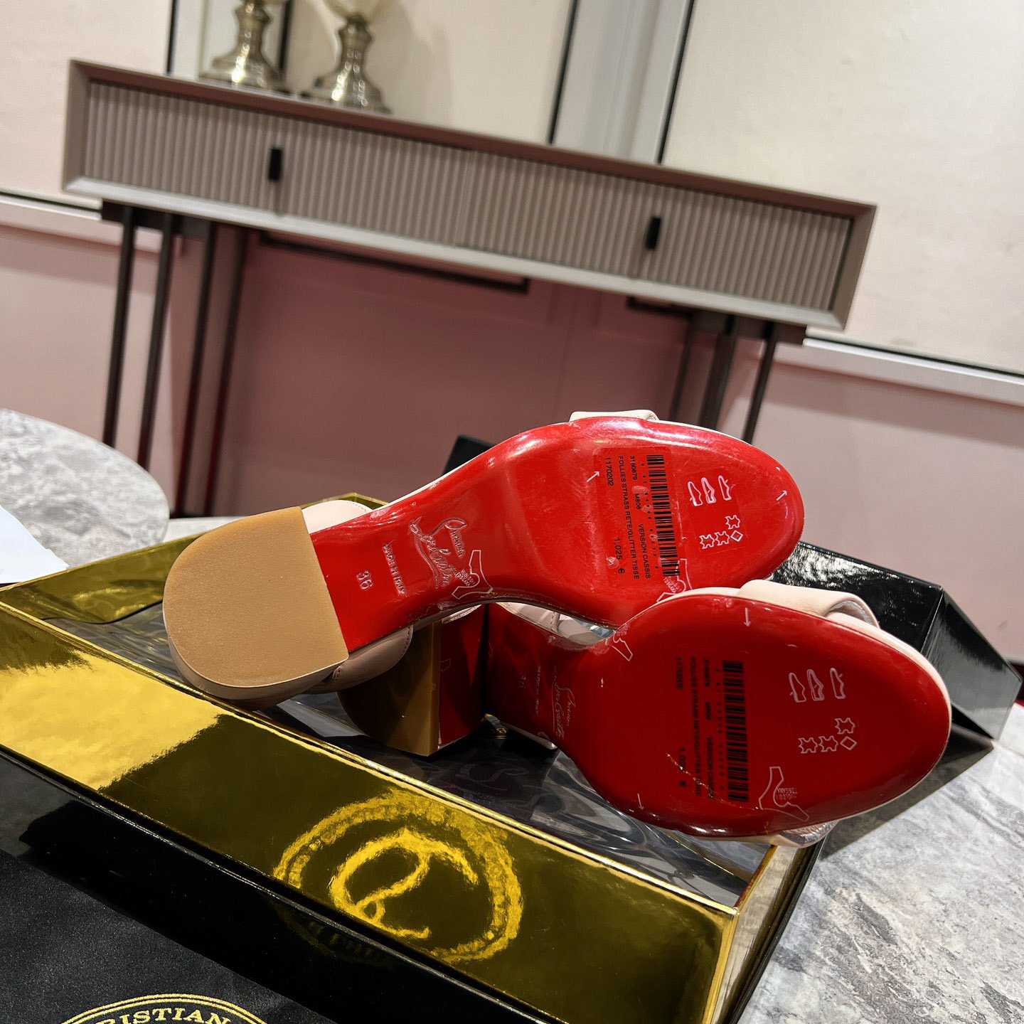 Christian Louboutin  Pink Lin Miss Sabina 55 Sandals - DopestKickz