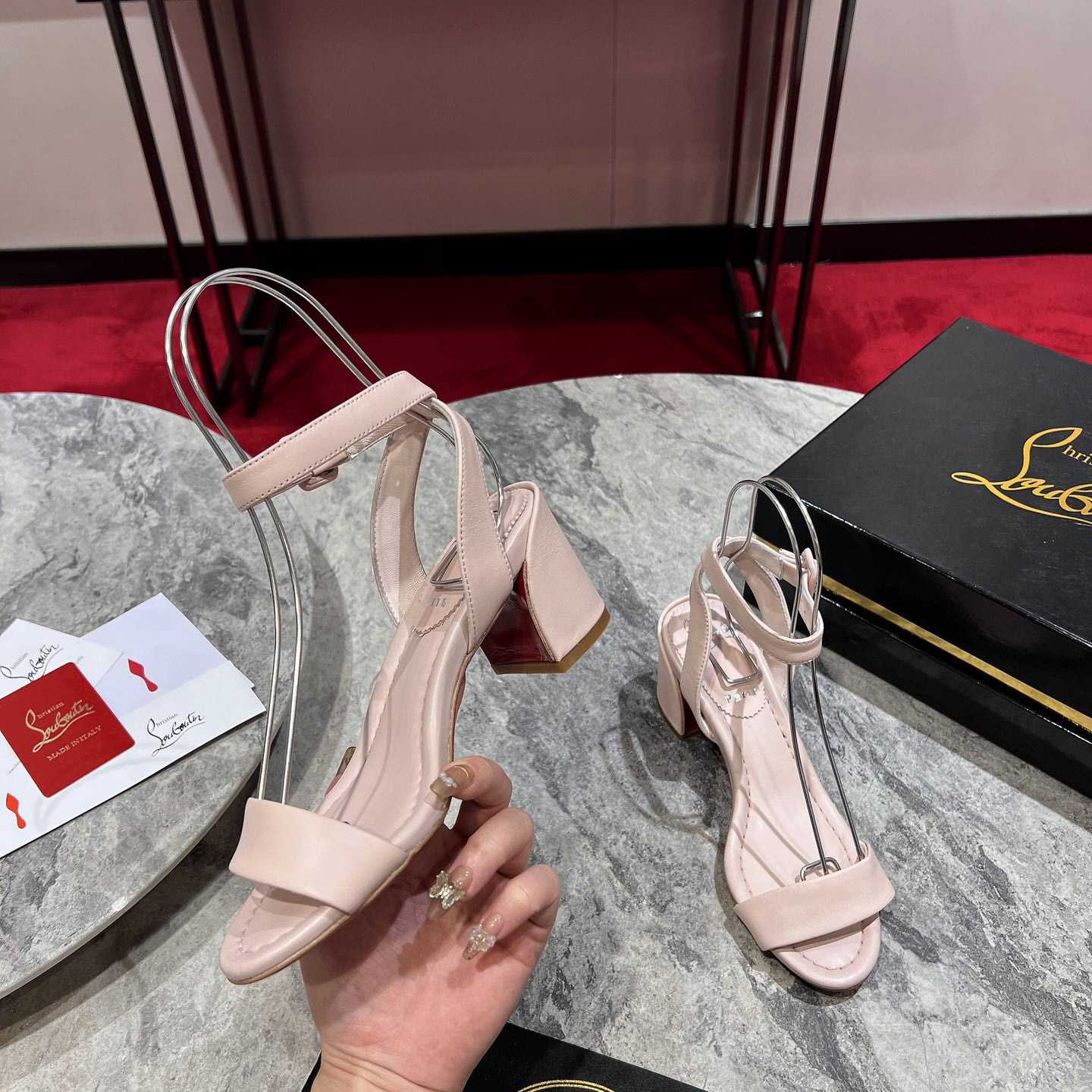 Christian Louboutin  Pink Lin Miss Sabina 55 Sandals - DopestKickz