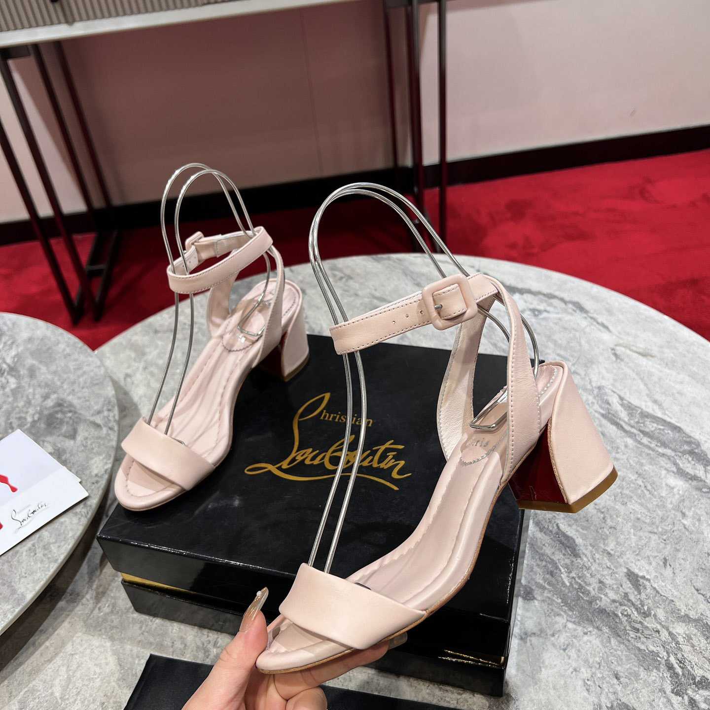 Christian Louboutin  Pink Lin Miss Sabina 55 Sandals - DopestKickz