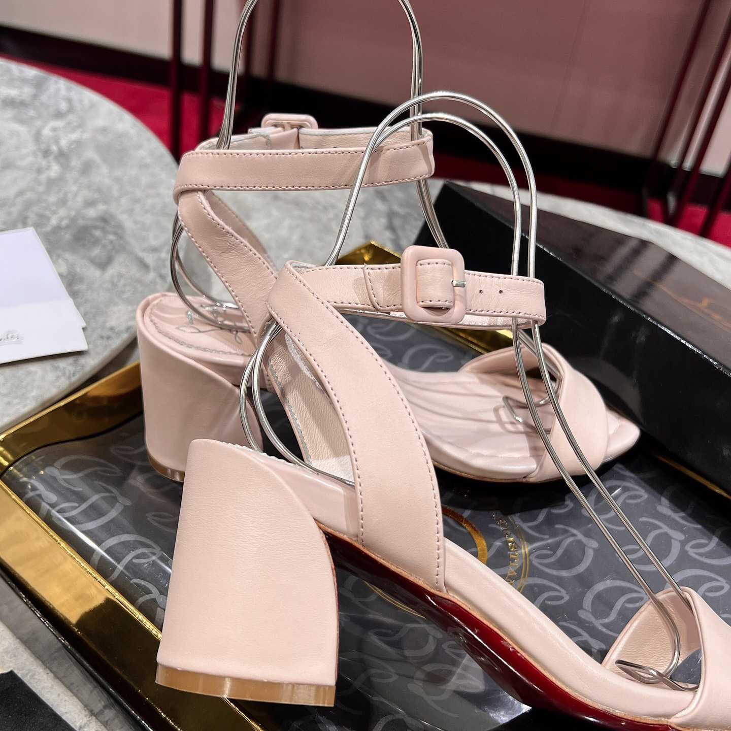 Christian Louboutin  Pink Lin Miss Sabina 55 Sandals - DopestKickz