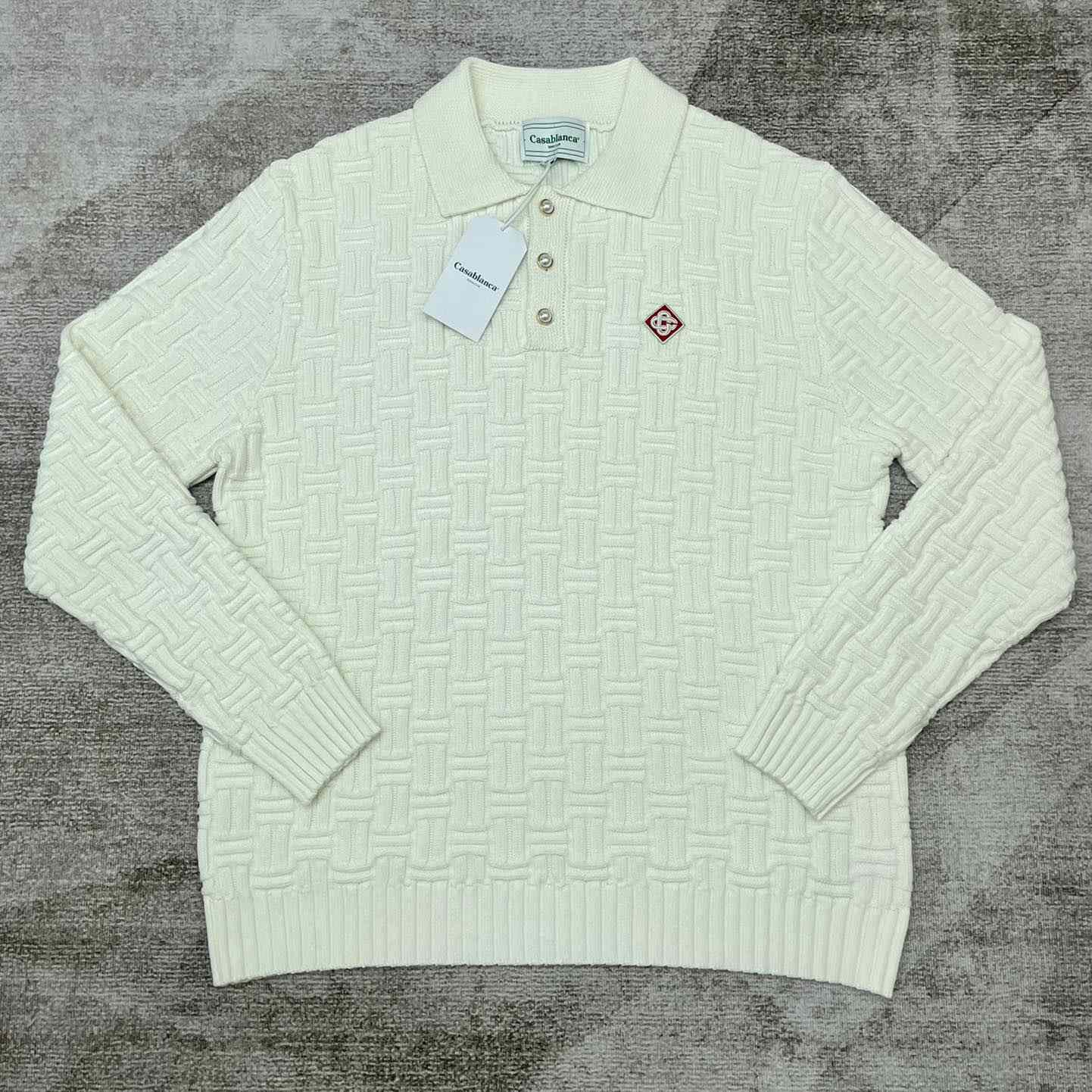 Casablanca Column Stitch Wool Knit Polo  D0064 - DopestKickz