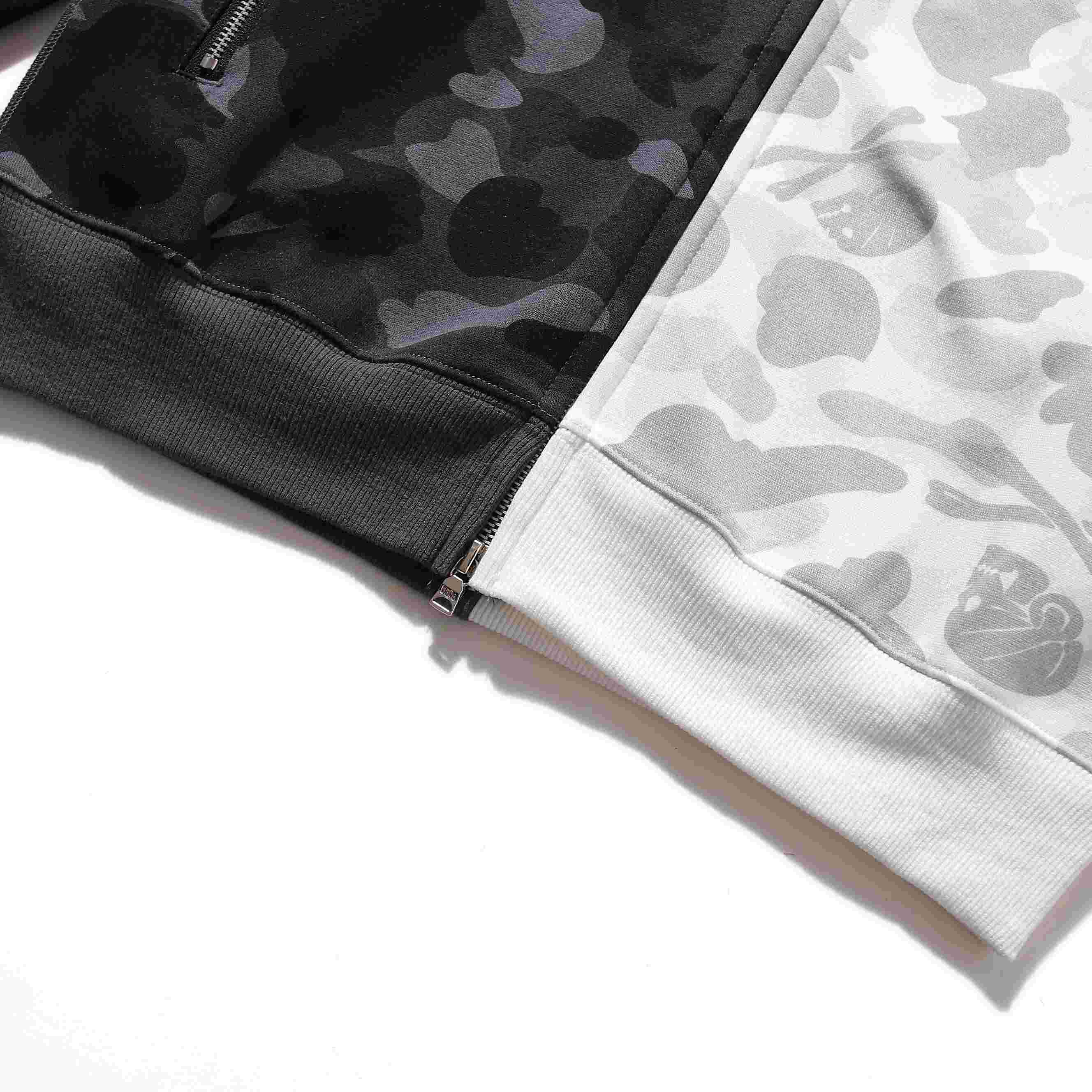 Bape x Neighborhood Split Camo Shark Full Zip Hoodie - DopestKickz