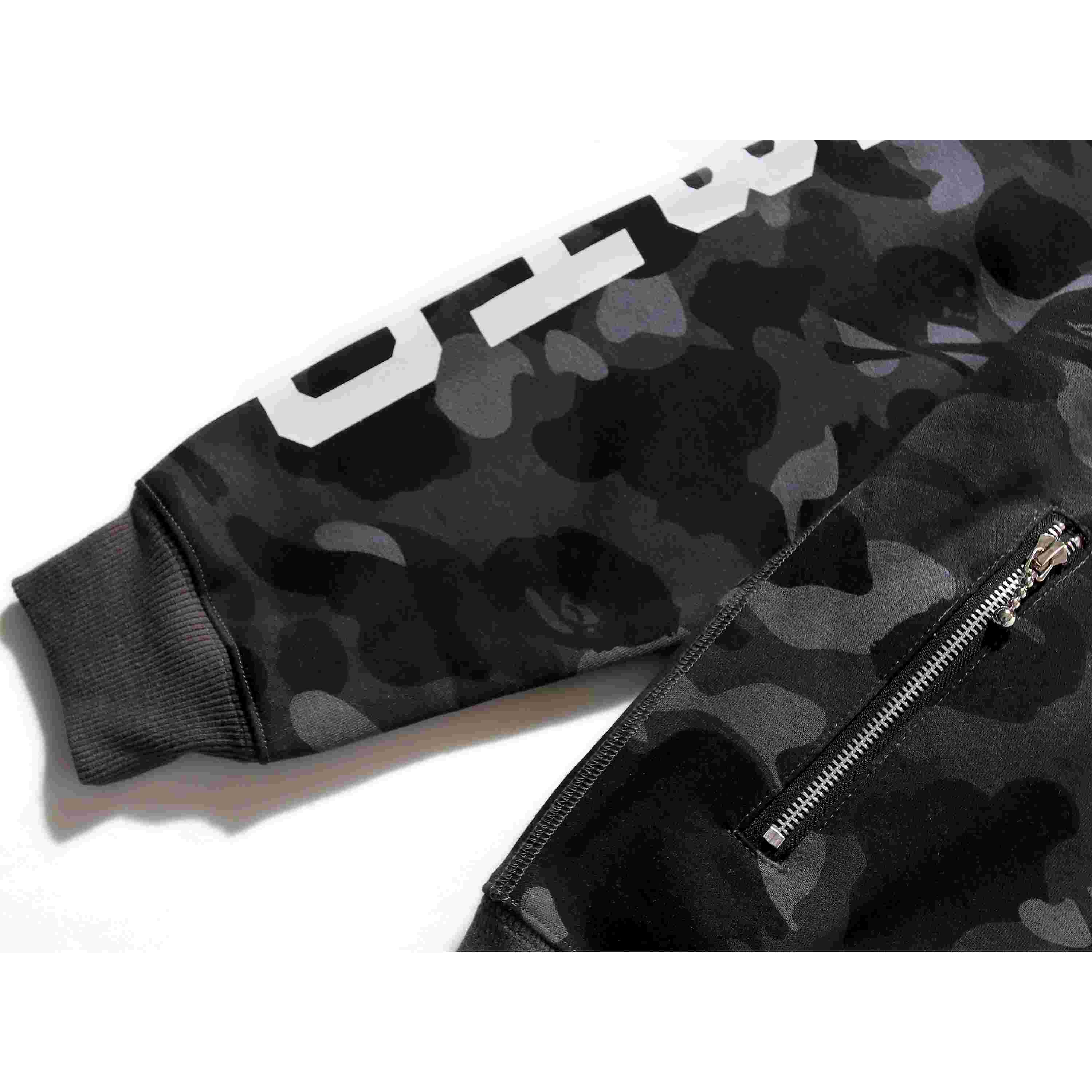 Bape x Neighborhood Split Camo Shark Full Zip Hoodie - DopestKickz