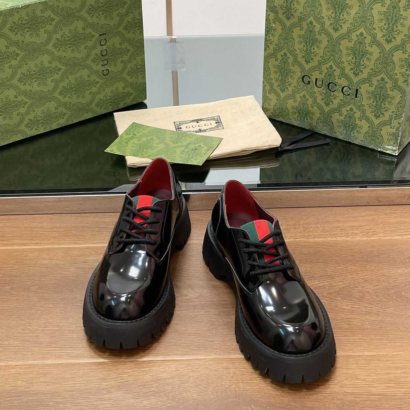 Gucci Women's Lace-up With Web - DopestKickz