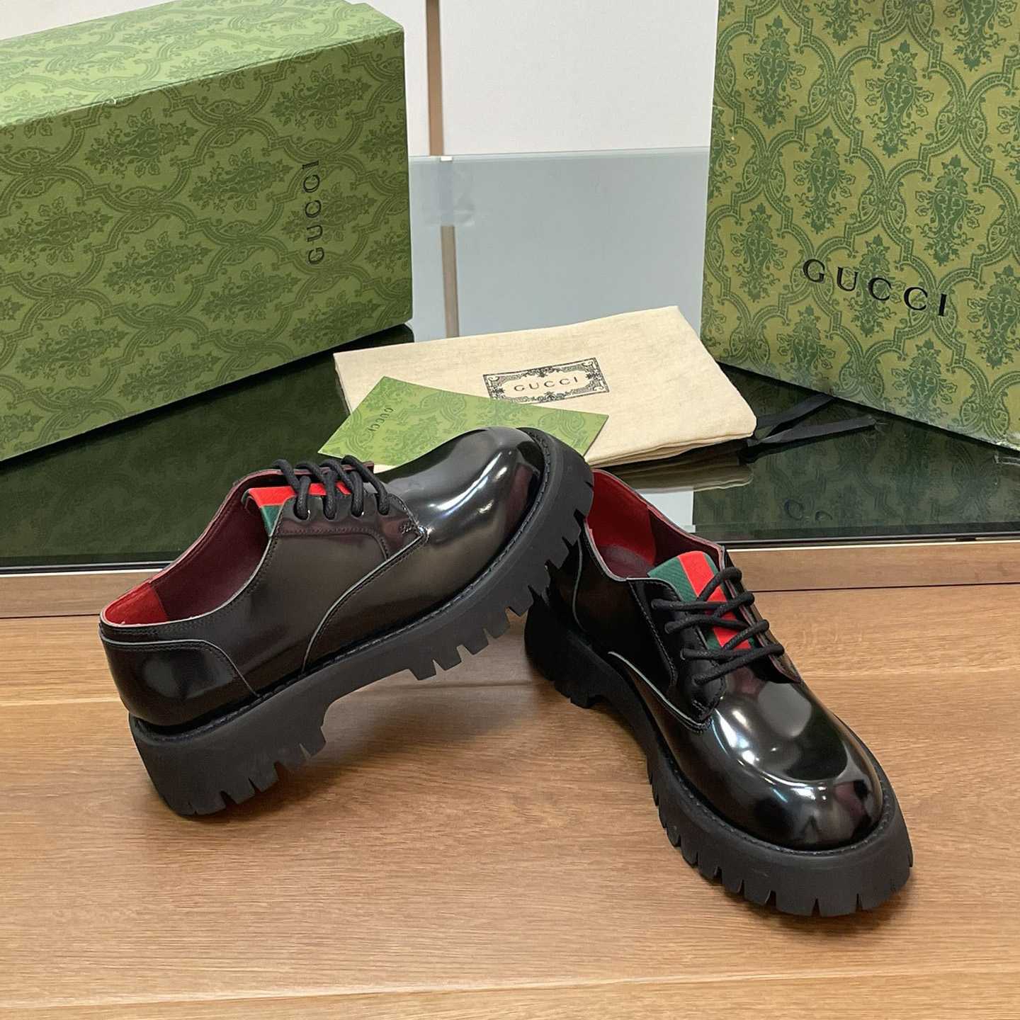 Gucci Women's Lace-up With Web - DopestKickz