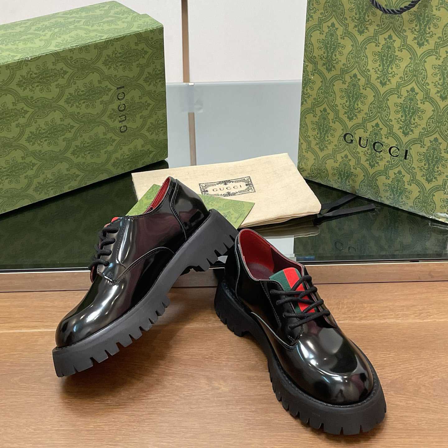 Gucci Women's Lace-up With Web - DopestKickz