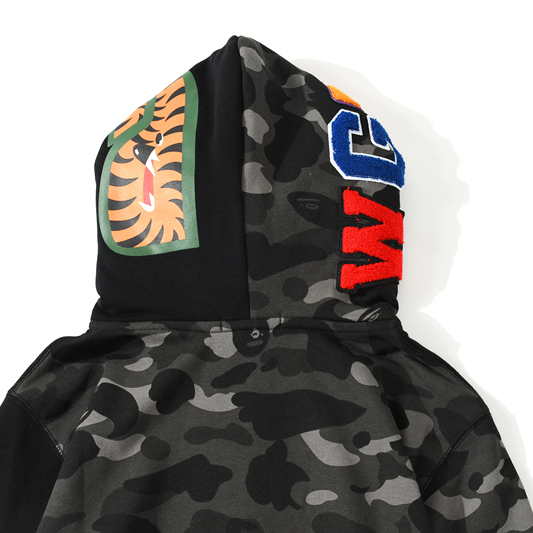 Bape Color Camo Tiger Shark Full Zip Double Hoodie - DopestKickz