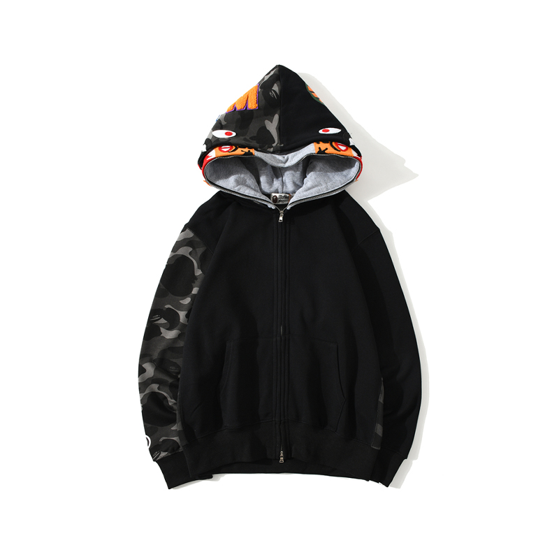Bape Color Camo Tiger Shark Full Zip Double Hoodie - DopestKickz
