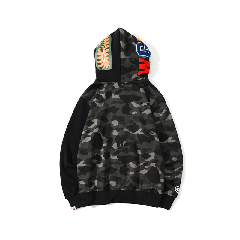 Bape Color Camo Tiger Shark Full Zip Double Hoodie - DopestKickz