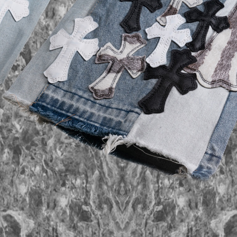 Chrome Heart Cross Patch Jeans - DopestKickz