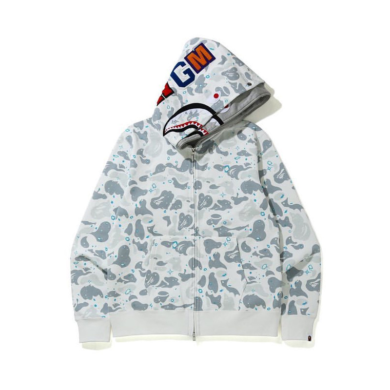 Bape Space Camo Shark Full Zip Double Hoodie - DopestKickz