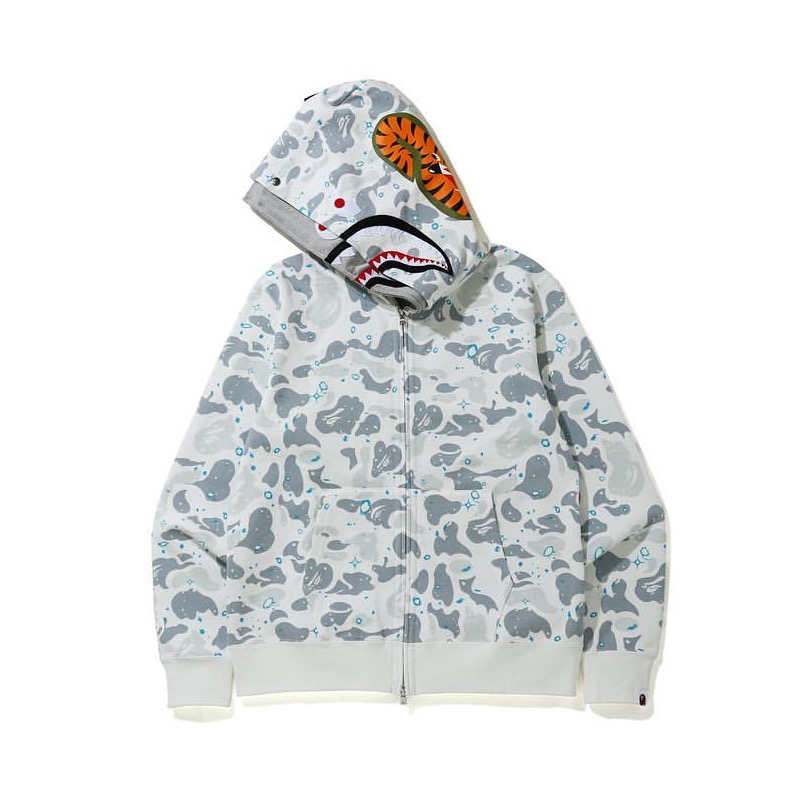 Bape Space Camo Shark Full Zip Double Hoodie - DopestKickz