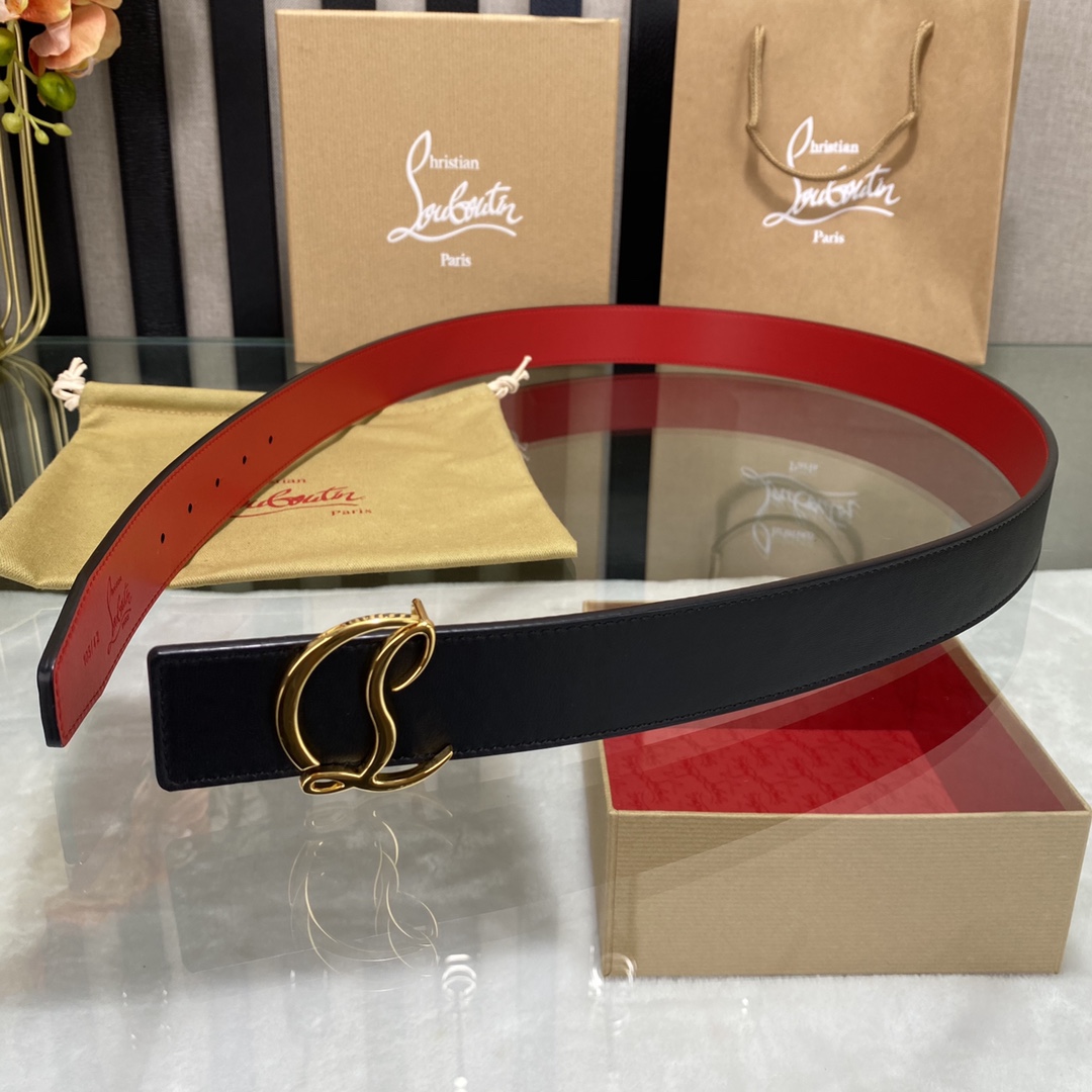 Christian Louboutin Logo Leather Belt  - DopestKickz