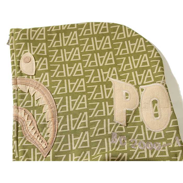 Bape Logo Monogram Velour Shark Full Zip Hoodie - DopestKickz