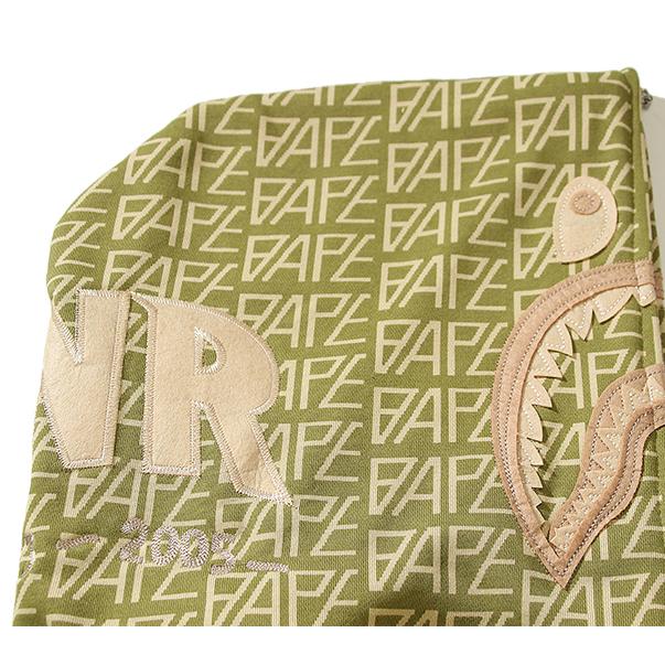 Bape Logo Monogram Velour Shark Full Zip Hoodie - DopestKickz