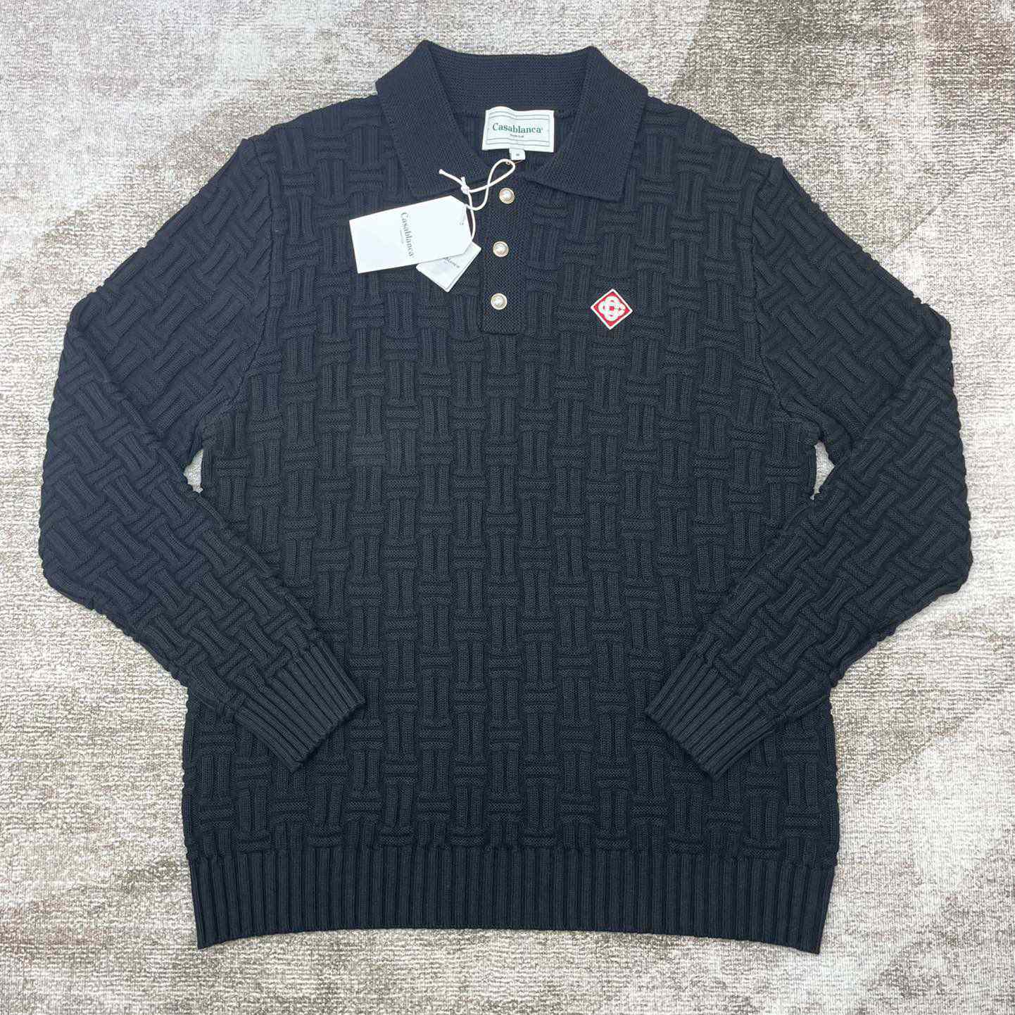 Casablanca Column Stitch Wool Knit Polo  D0065 - DopestKickz