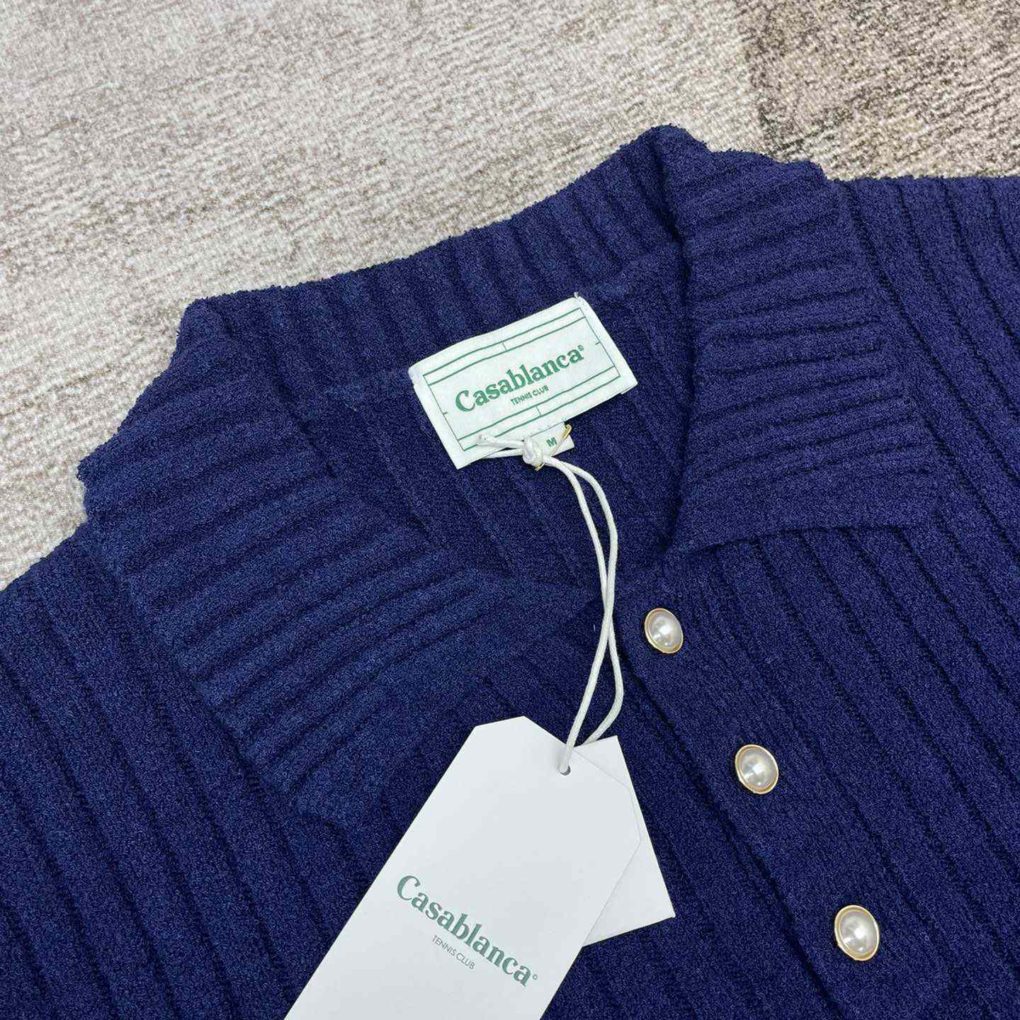 Casablanca  Ribbed Bouclé Cotton-Blend Polo Shirt   D0066 - DopestKickz