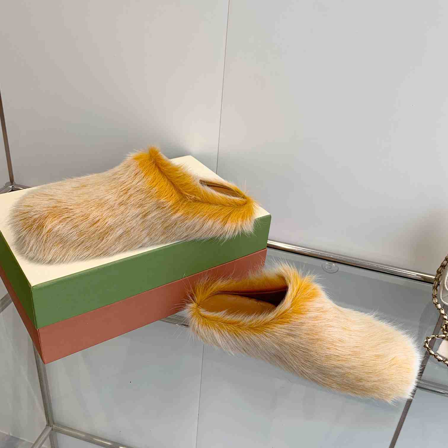 Marni Yellow Long Hair Calfskin Fussbett Sabot - DopestKickz