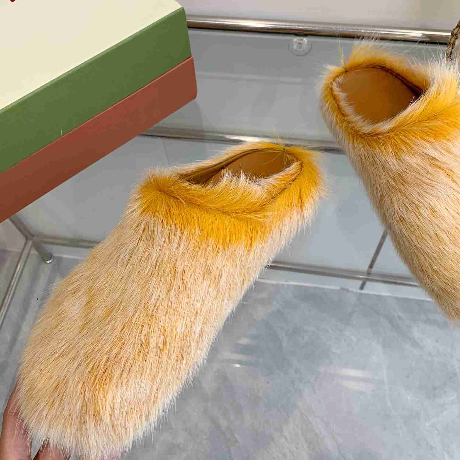 Marni Yellow Long Hair Calfskin Fussbett Sabot - DopestKickz