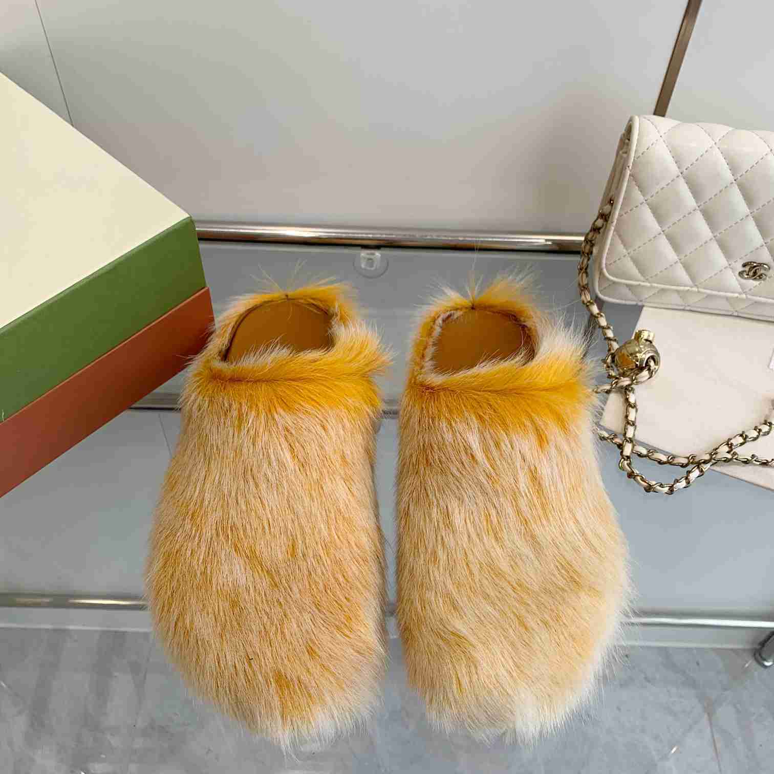 Marni Yellow Long Hair Calfskin Fussbett Sabot - DopestKickz