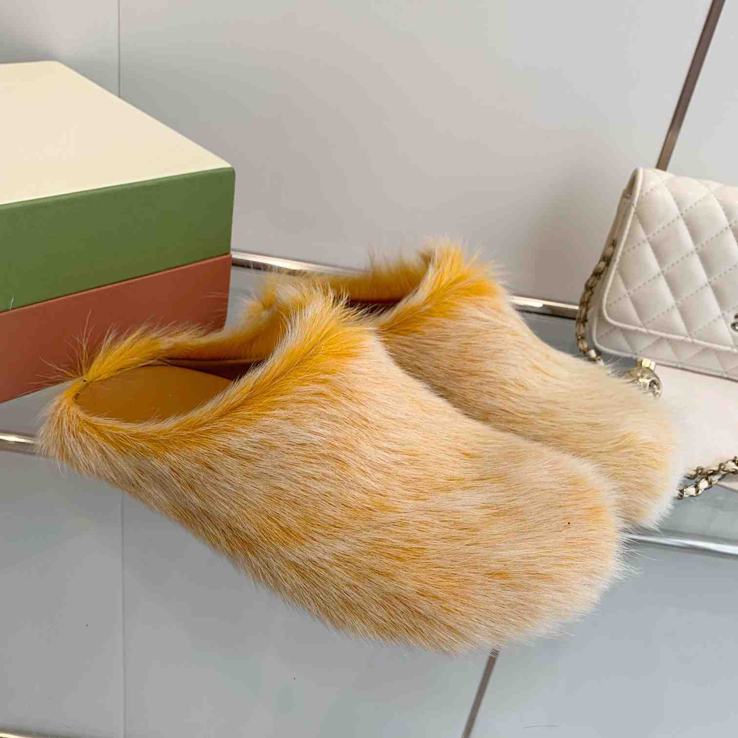 Marni Yellow Long Hair Calfskin Fussbett Sabot - DopestKickz