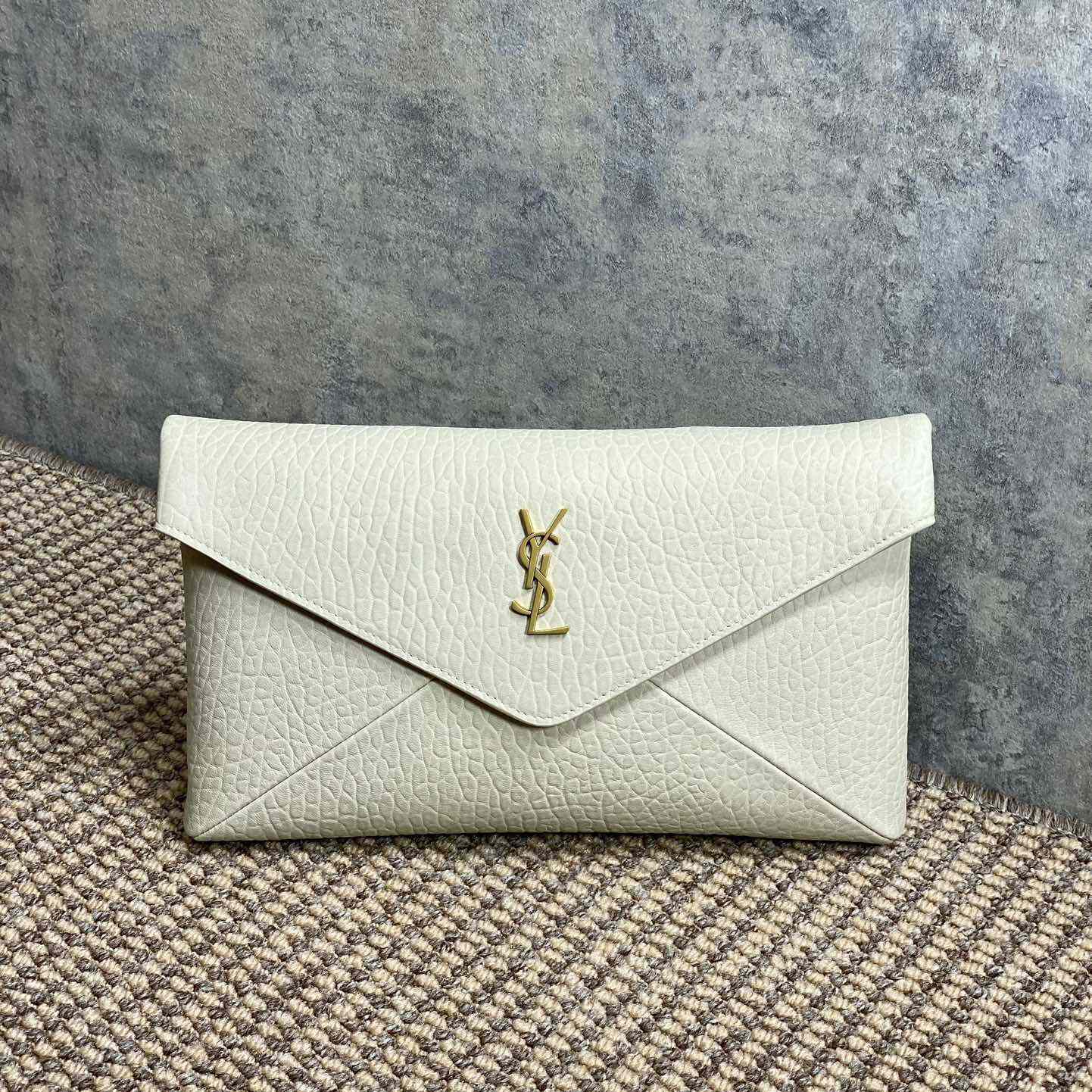 Saint Laurent Cassandre Large Envelope Pouch In Lambskin - DopestKickz