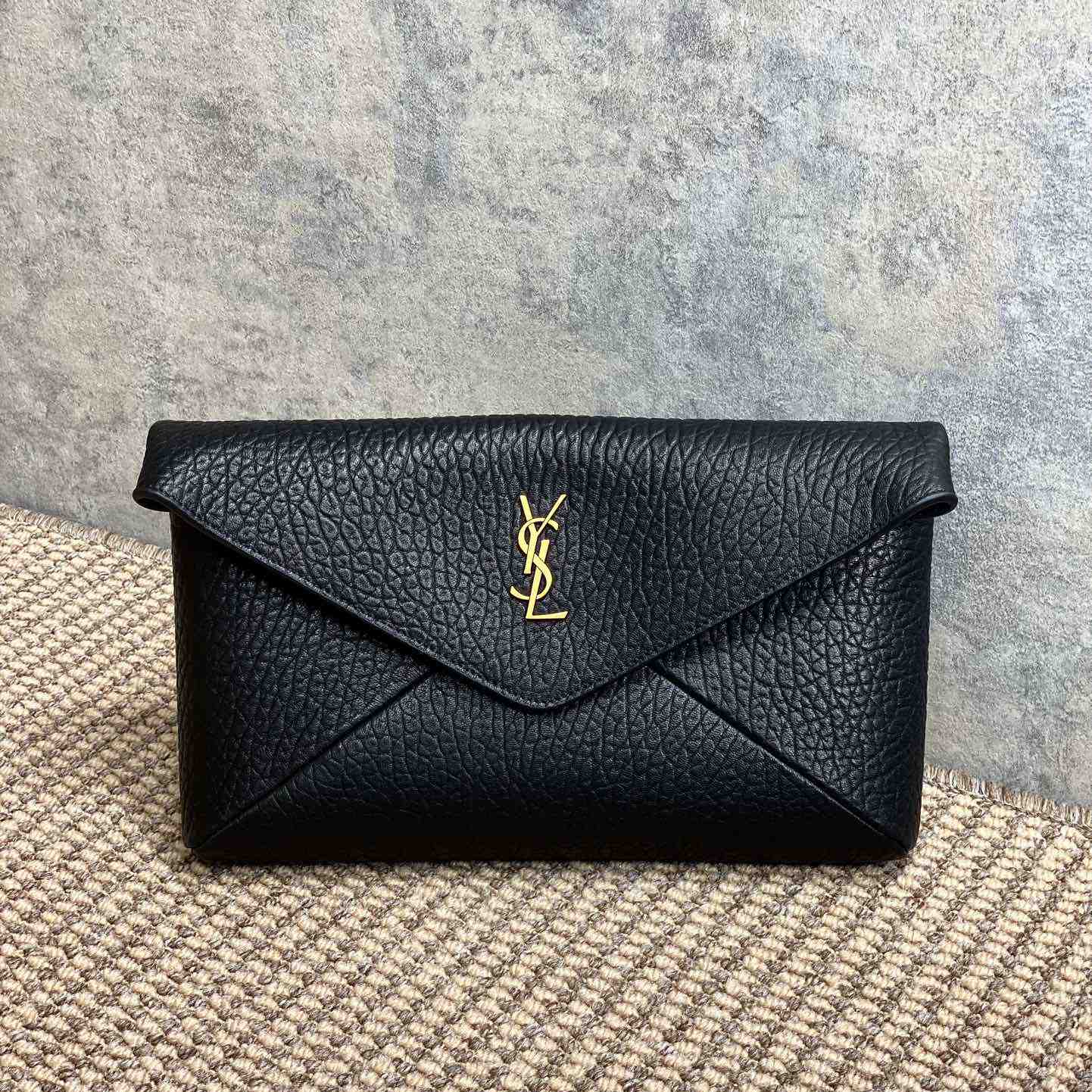Saint Laurent Cassandre Large Envelope Pouch In Lambskin - DopestKickz