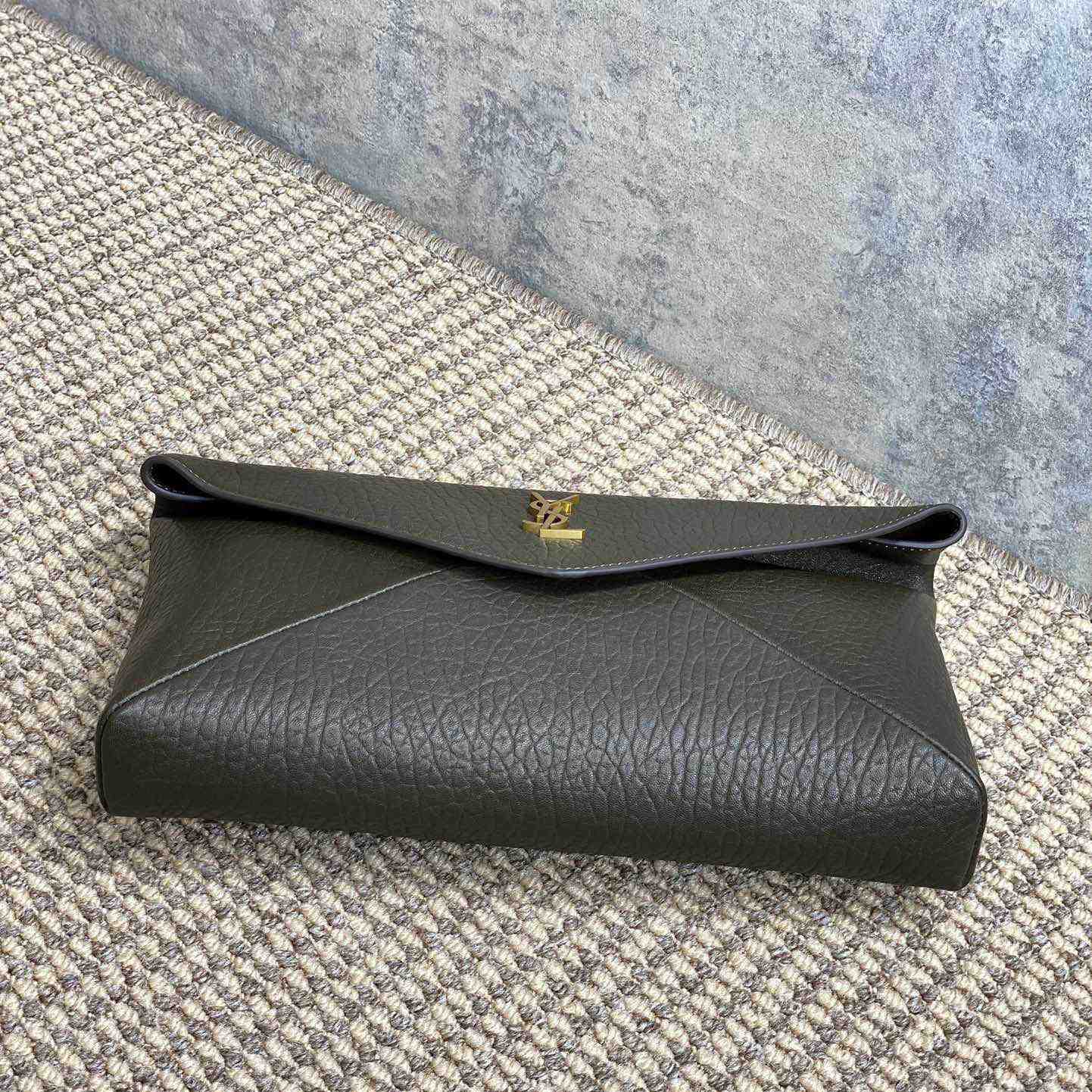 Saint Laurent Cassandre Large Envelope Pouch In Lambskin - DopestKickz