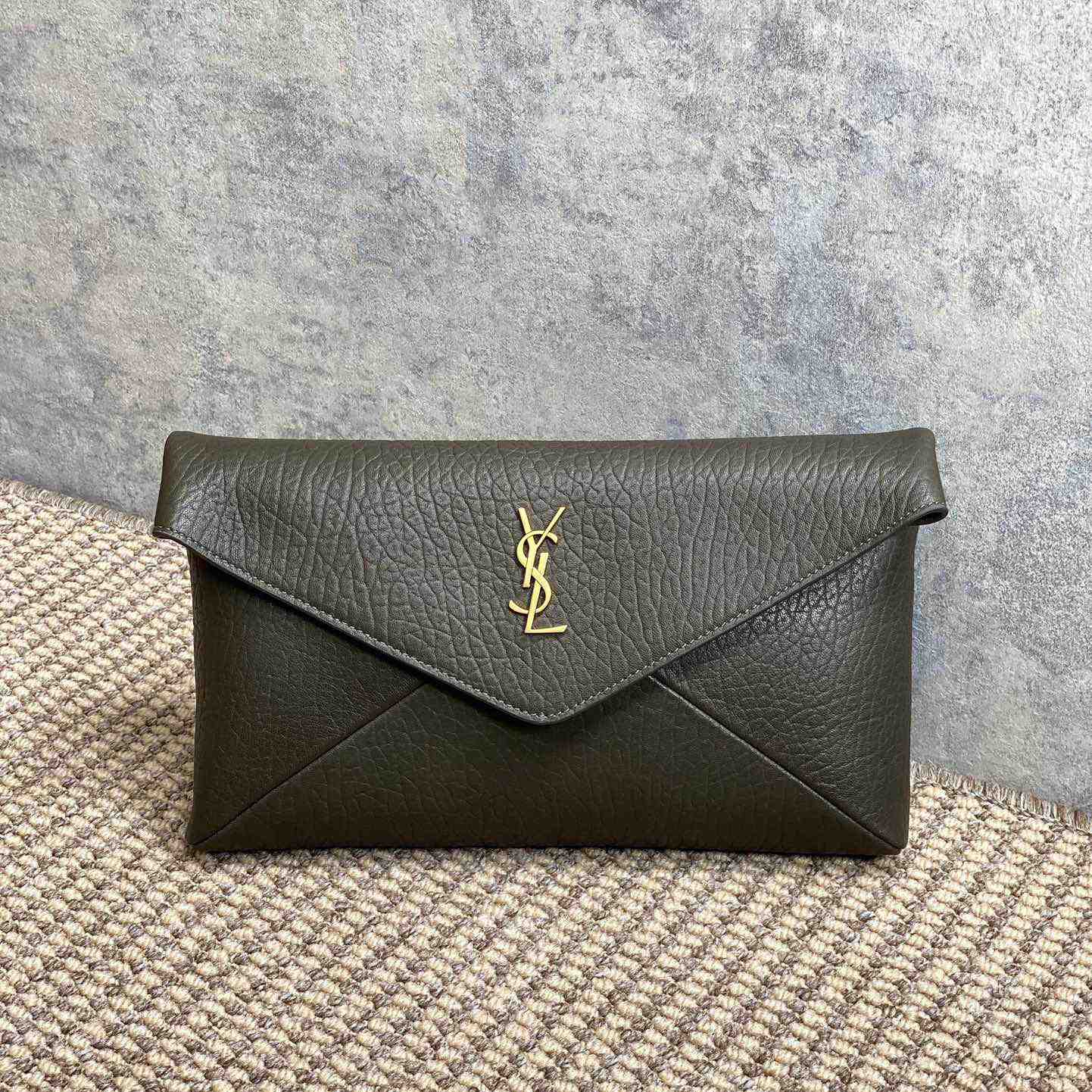 Saint Laurent Cassandre Large Envelope Pouch In Lambskin - DopestKickz