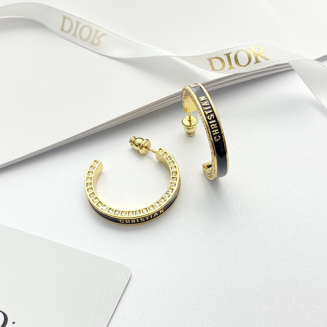 Dior Small Dior Night Code Hoop Earrings - DopestKickz