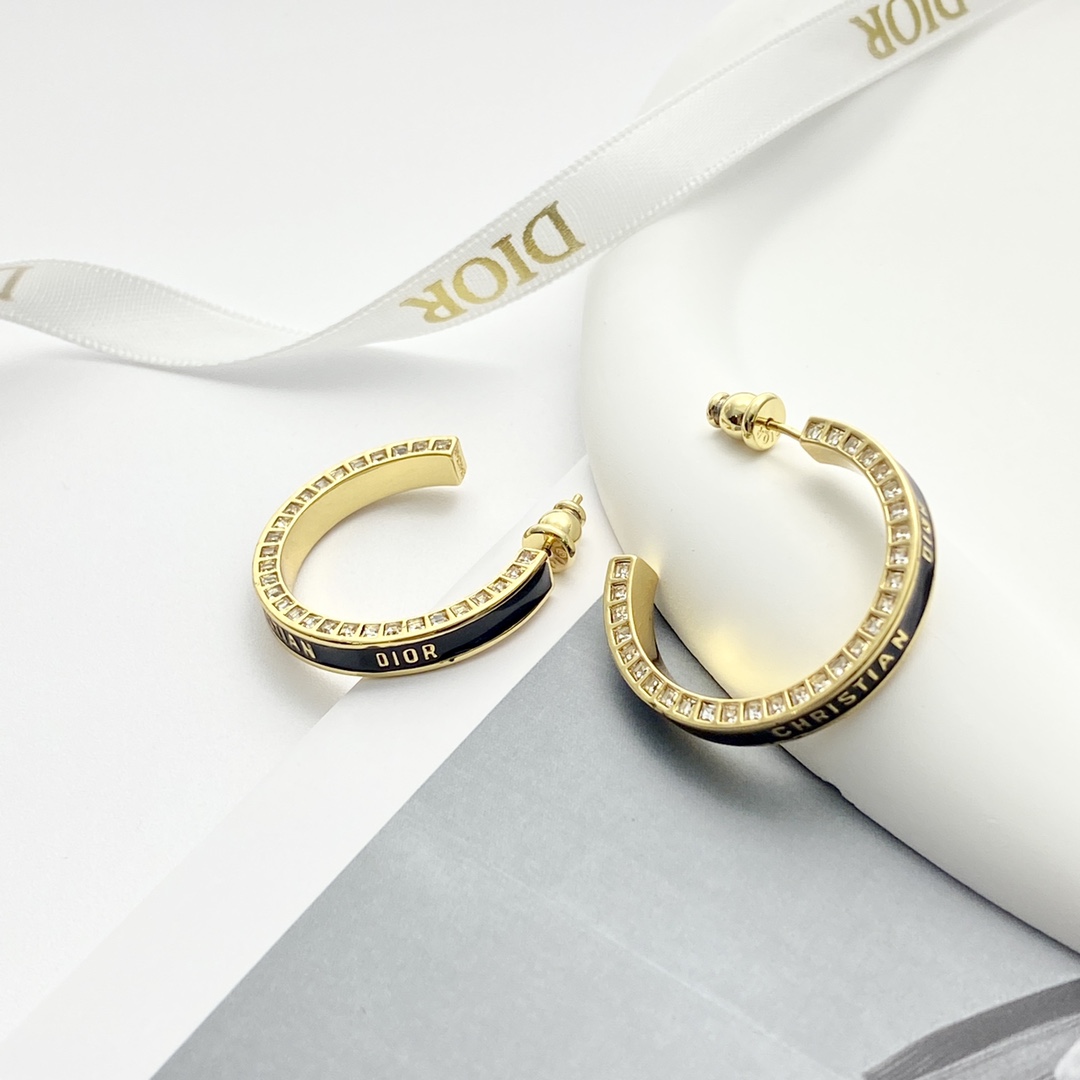 Dior Small Dior Night Code Hoop Earrings - DopestKickz