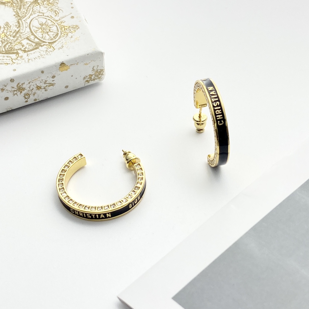 Dior Small Dior Night Code Hoop Earrings - DopestKickz