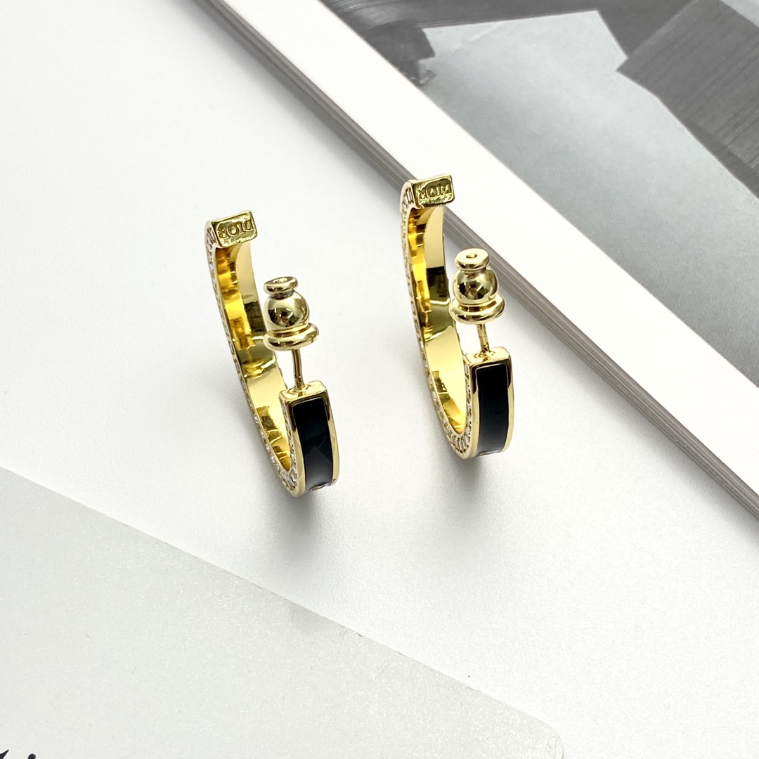 Dior Small Dior Night Code Hoop Earrings - DopestKickz