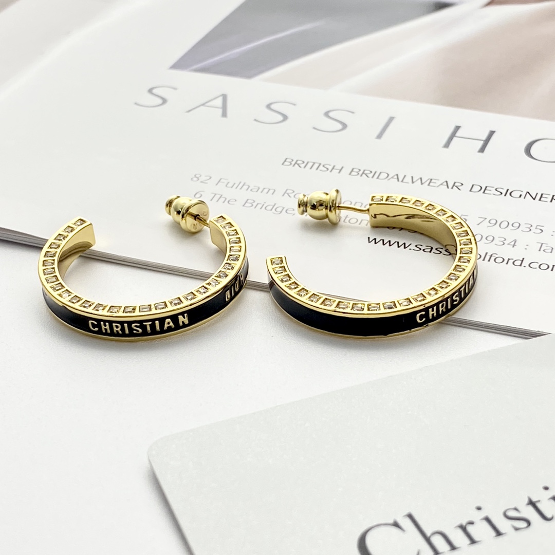 Dior Small Dior Night Code Hoop Earrings - DopestKickz