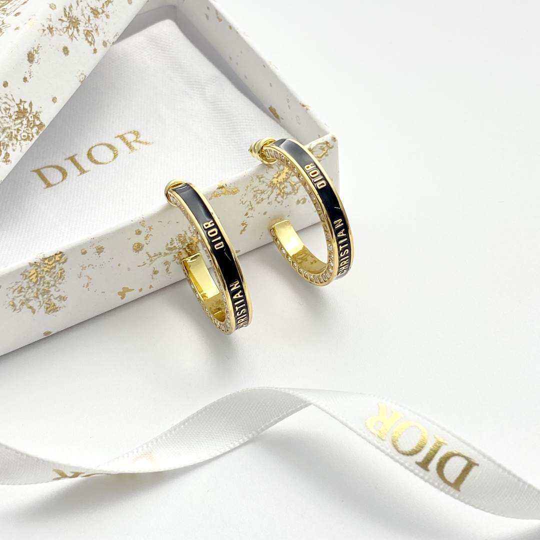Dior Small Dior Night Code Hoop Earrings - DopestKickz
