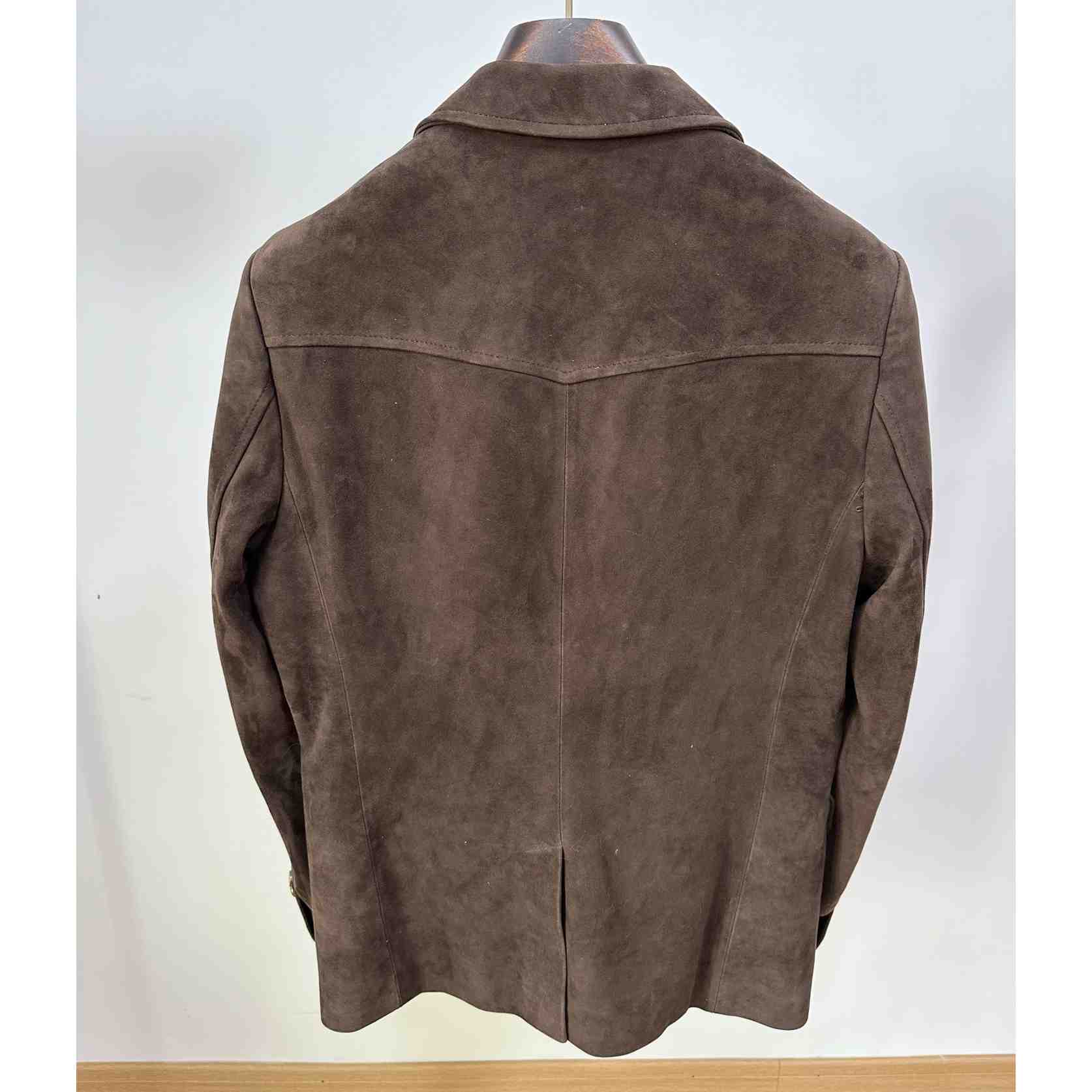 Louis Vuitton Single-Breasted Nubuck Leather Jacket   1AFXFK - DopestKickz