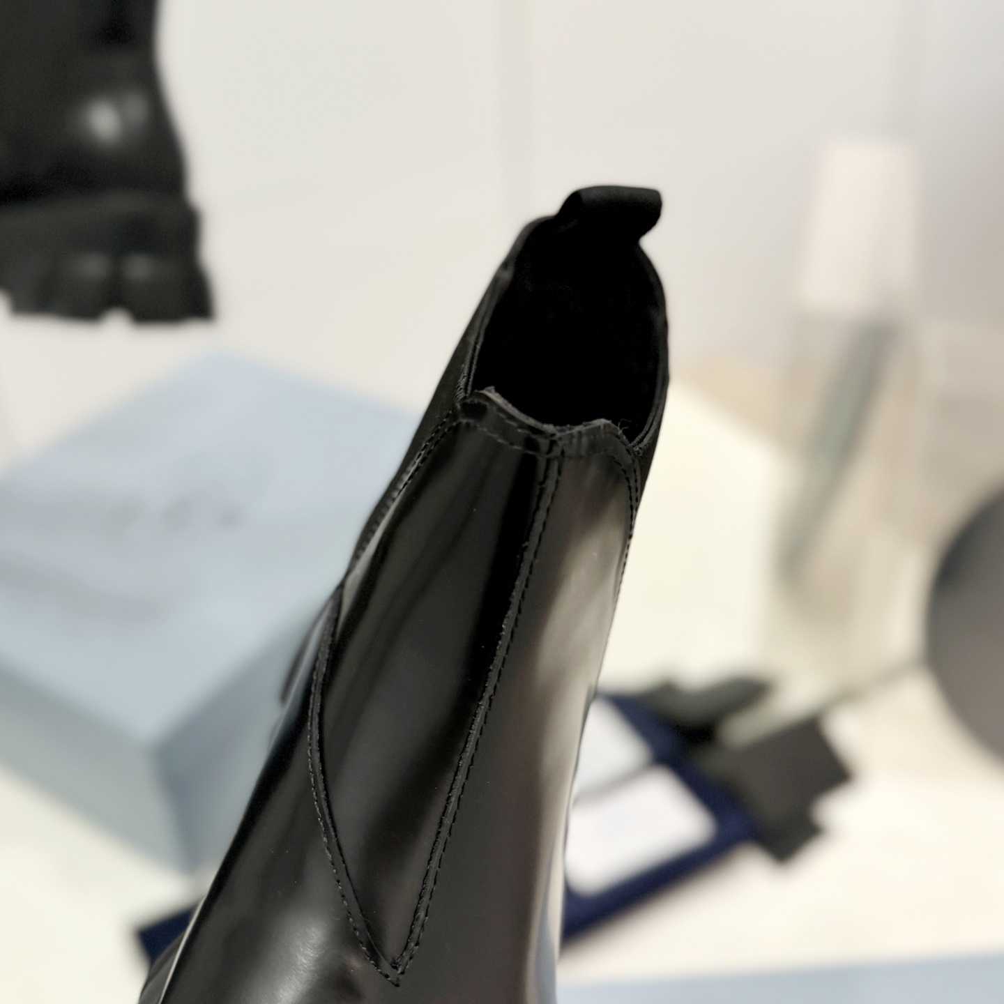 Prada Moonlith Brushed Leather Chelsea Boots - DopestKickz