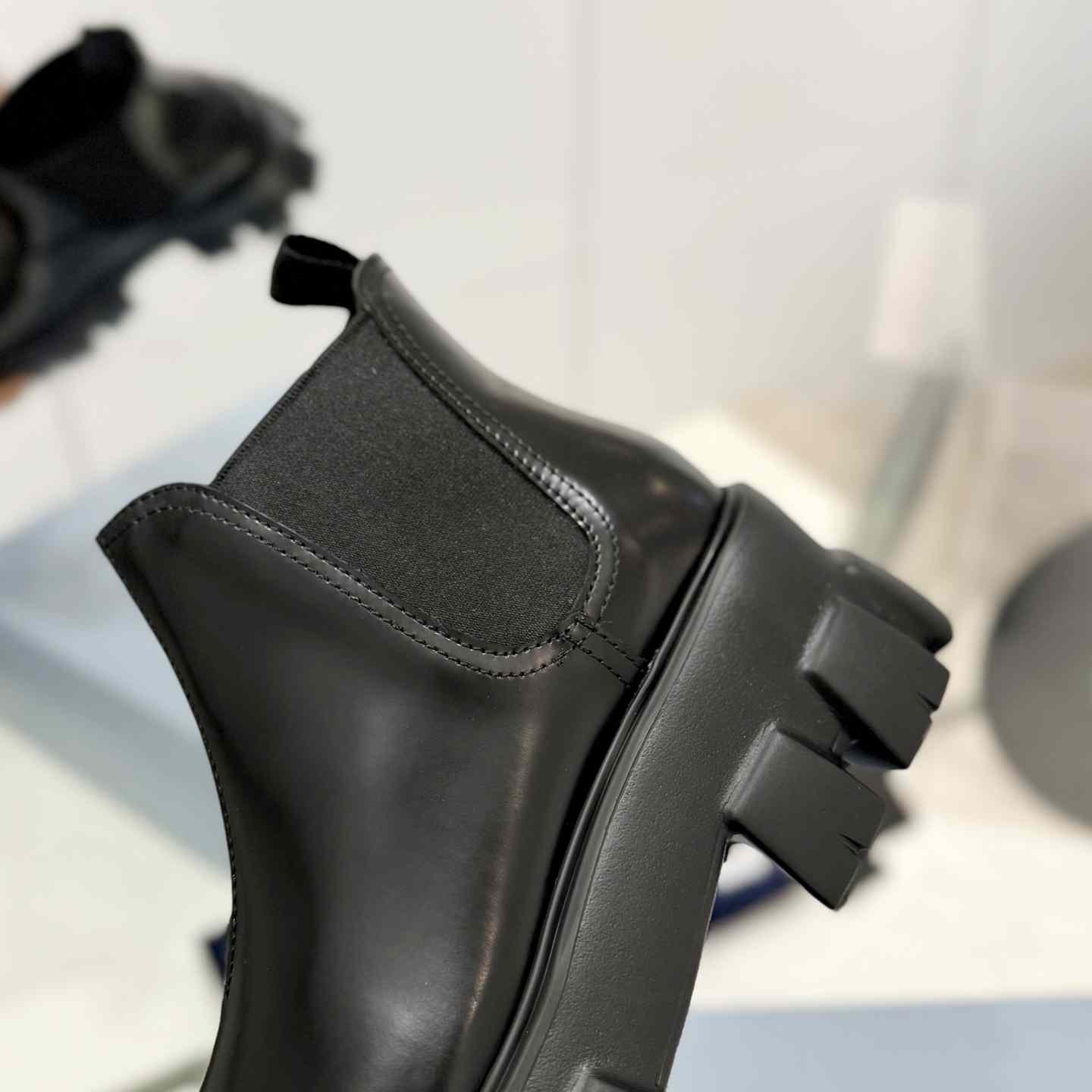 Prada Moonlith Brushed Leather Chelsea Boots - DopestKickz