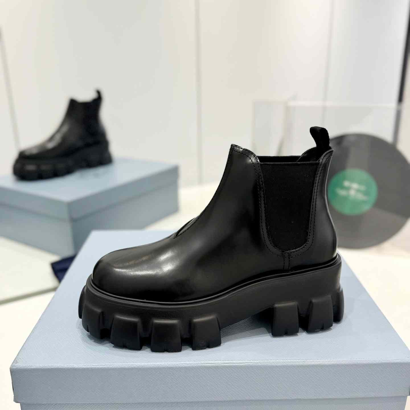 Prada Moonlith Brushed Leather Chelsea Boots - DopestKickz