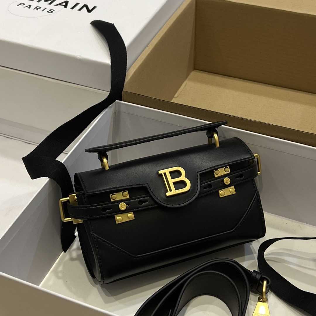 Balmain Black Leather Shoulder Bag  (19*12*7.5cm) - DopestKickz