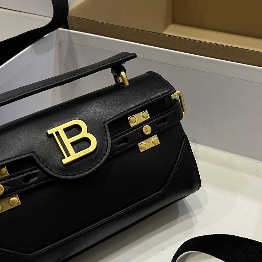 Balmain Black Leather Shoulder Bag  (19*12*7.5cm) - DopestKickz