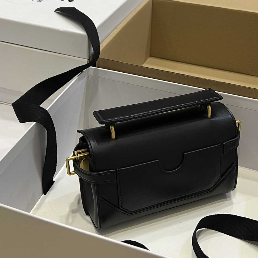 Balmain Black Leather Shoulder Bag  (19*12*7.5cm) - DopestKickz