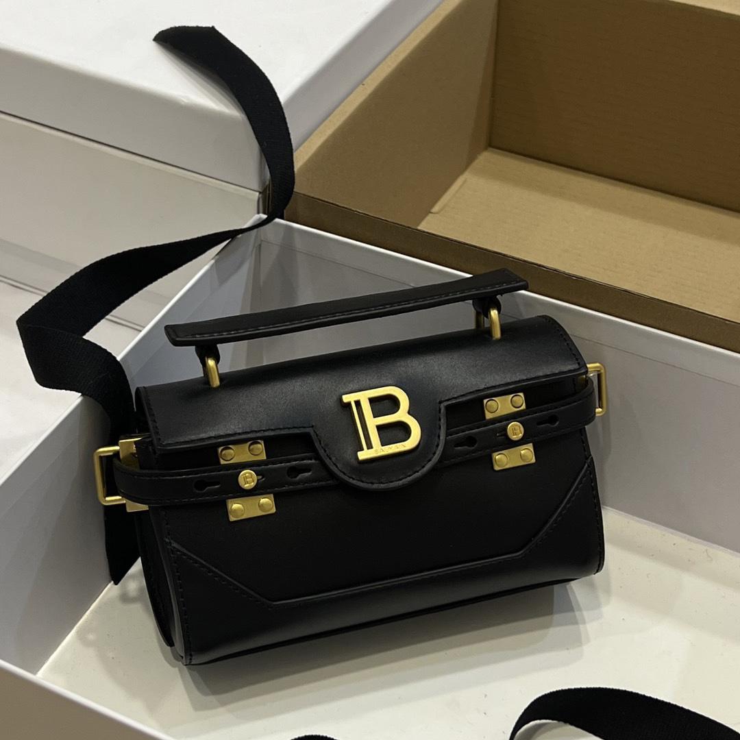 Balmain Black Leather Shoulder Bag  (19*12*7.5cm) - DopestKickz